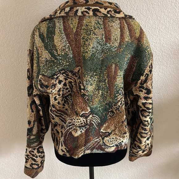 Vintage Paco Soler Tapestry Leopard Animal Print Jacket Size S/M - Picture 2 of 11